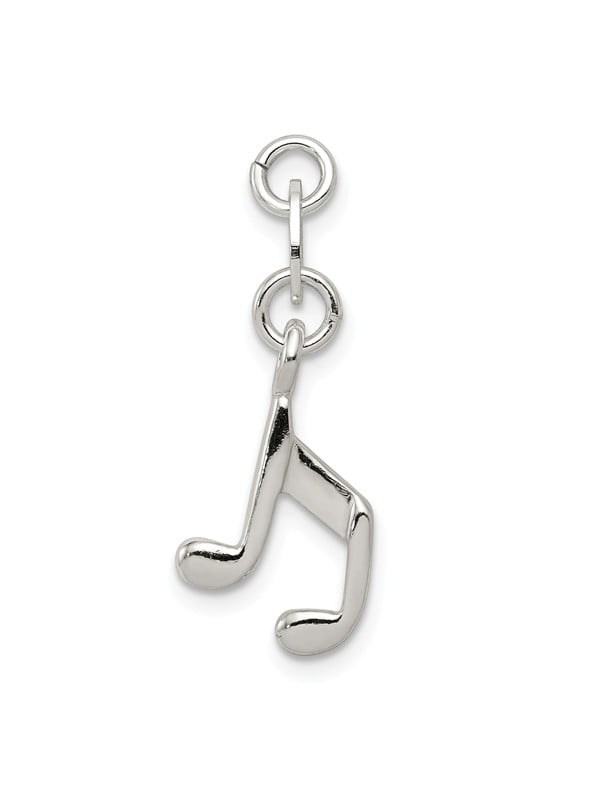 925 Sterling Silver Rhodium Plateded Polished Music Notes Charm