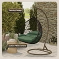 thumbnail image 3 of LeisureMod Hanging Swing Chair Two-Person Seater Egg Chair Brown Frame in Teardrop Design with Armrest Removable Zippered Washable Polyester Cushion Cover for Indoor and Patio Recluse Collection, 3 of 10
