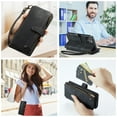 thumbnail image 6 of Zipper Wallet Case for iPhone 15 Plus, Premium PU Leather Wrist Hand Strap Card Slots Holder Flip Folio Cover with Magnetic Suction Kickstand Large Capacity Shockproof Case, Black, 6 of 8