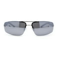 thumbnail image 2 of Polarized Antiglare Mens Rimless Rectangle Metal Rim Agent Sunglasses Silver - Silver Mirror, 2 of 4