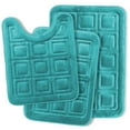 thumbnail image 1 of Clara Clark Bathroom Rugs, Velvet Memory Foam Bath Mat, Ultra Soft Non Slip and Absorbent - Waffled - Set Small, Large & Contour - Teal, 1 of 6