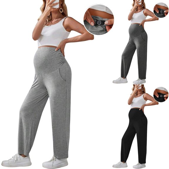 Maternity Pants Work Dress Pockets Ankle Pregnancy Scrub Pants Breathable Stretchy Quick Dry, Over the Belly, Business Casual Pants
