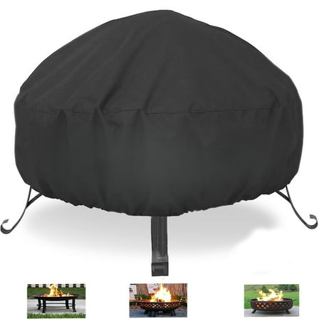 Tutuviw Round Fire Pit Cover for 22-34in Firepit,Heavy Duty Outdoor Patio Fireplace Covers,Patio Fire Table Cover Gas Fire Pit Accessories,Waterproof Dustproof Anti UV and Tear Resistant