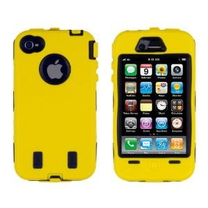 Importer520 Hybrid Body Armor Silicone + Hard Case Cover for Apple iPhone 4, 4S (AT&T, Verizon, Sprint) Yellow & (Best Case For Iphone 4s Uk)
