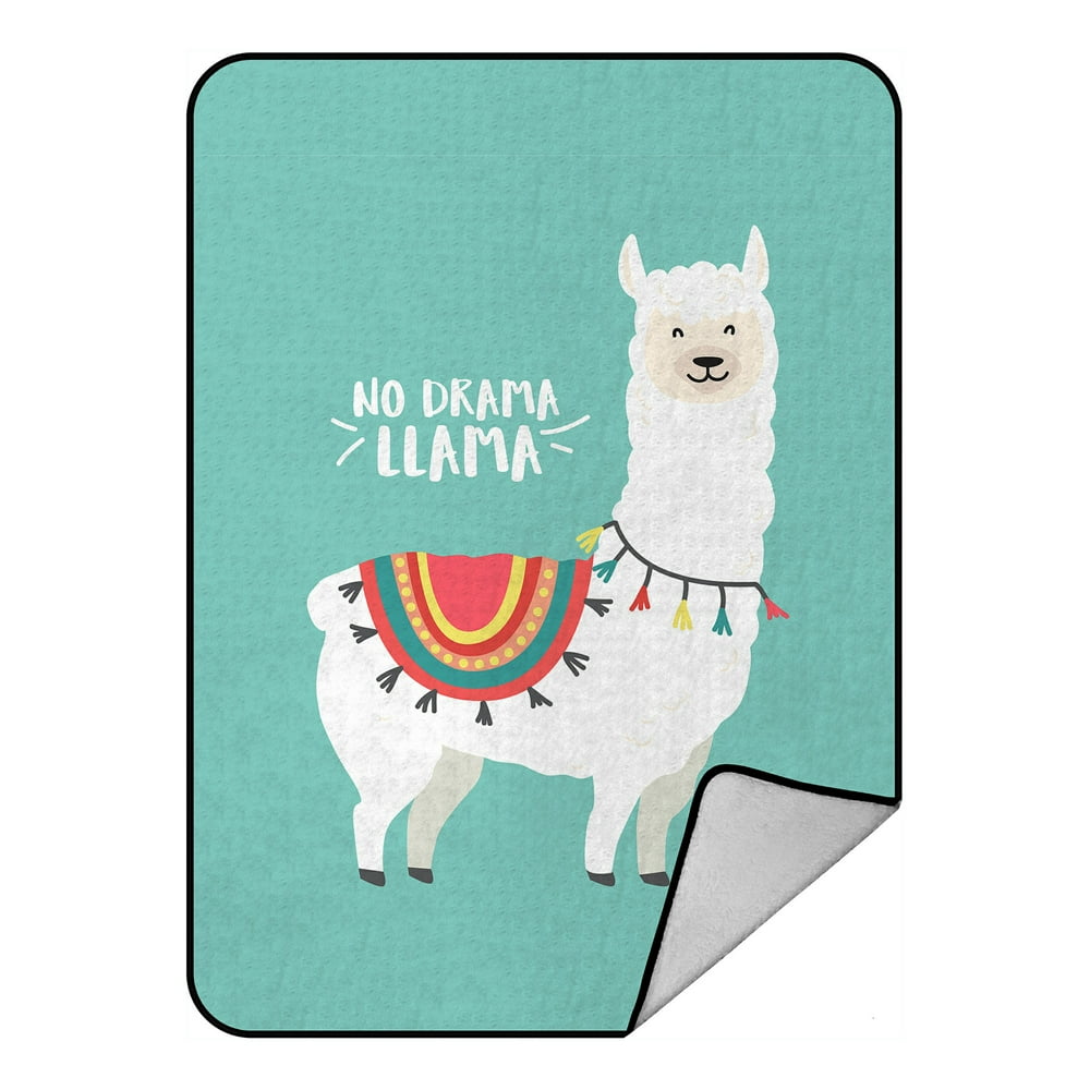 ECZJNT Cute Cartoon Llama Design Throw Blanket Fleece Blankets Plush