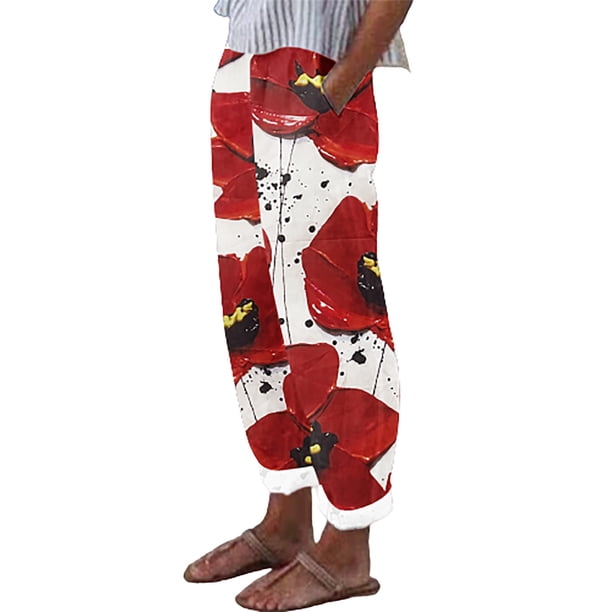 Pantalones de chándal de pierna ancha con estampado abstracto sueltos y cómodos de moda de verano para mujer Pantalones casuales Fridja alkflakhf34024