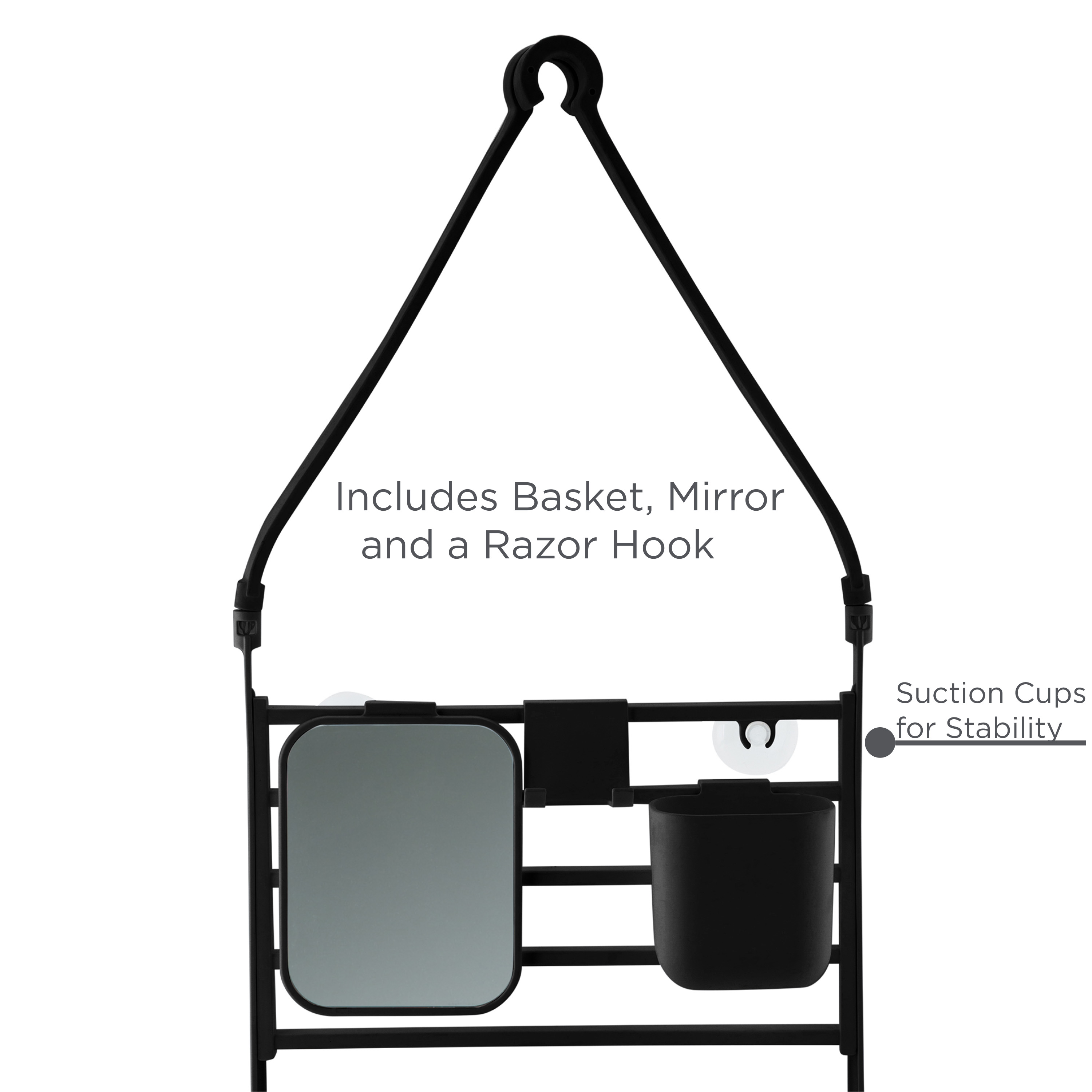 Bath Bliss Deluxe Flex Plastic 1 Shelf Adjustable Shower Caddy, Matte Black