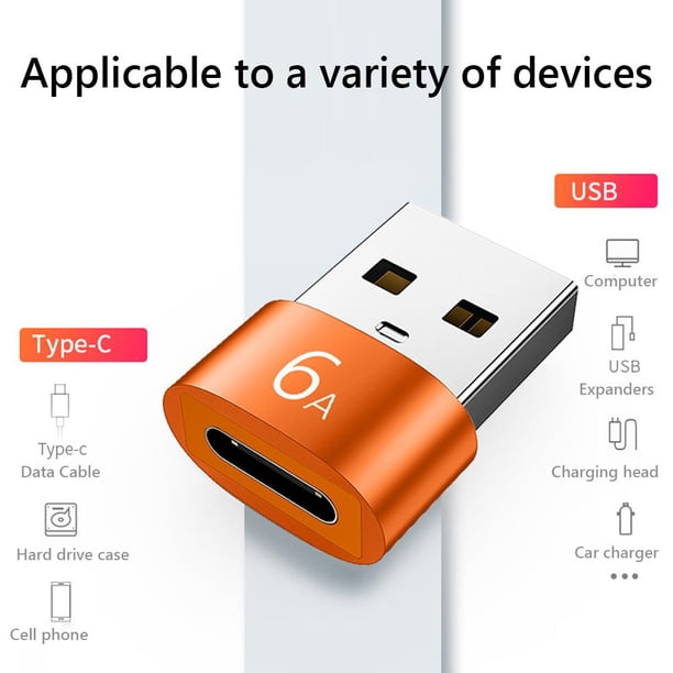 6A Tipo-C a USB3.0 Adaptador Convertidor OTG para Samsung Xiaomi PC (1pc Naranja)