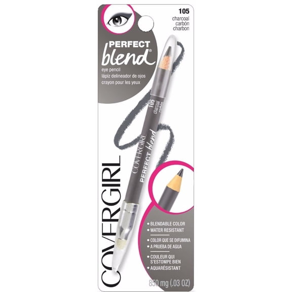 CoverGirl Perfect Blend Eye Pencil, Charcoal [105], 0.03 oz (Pack of 4)