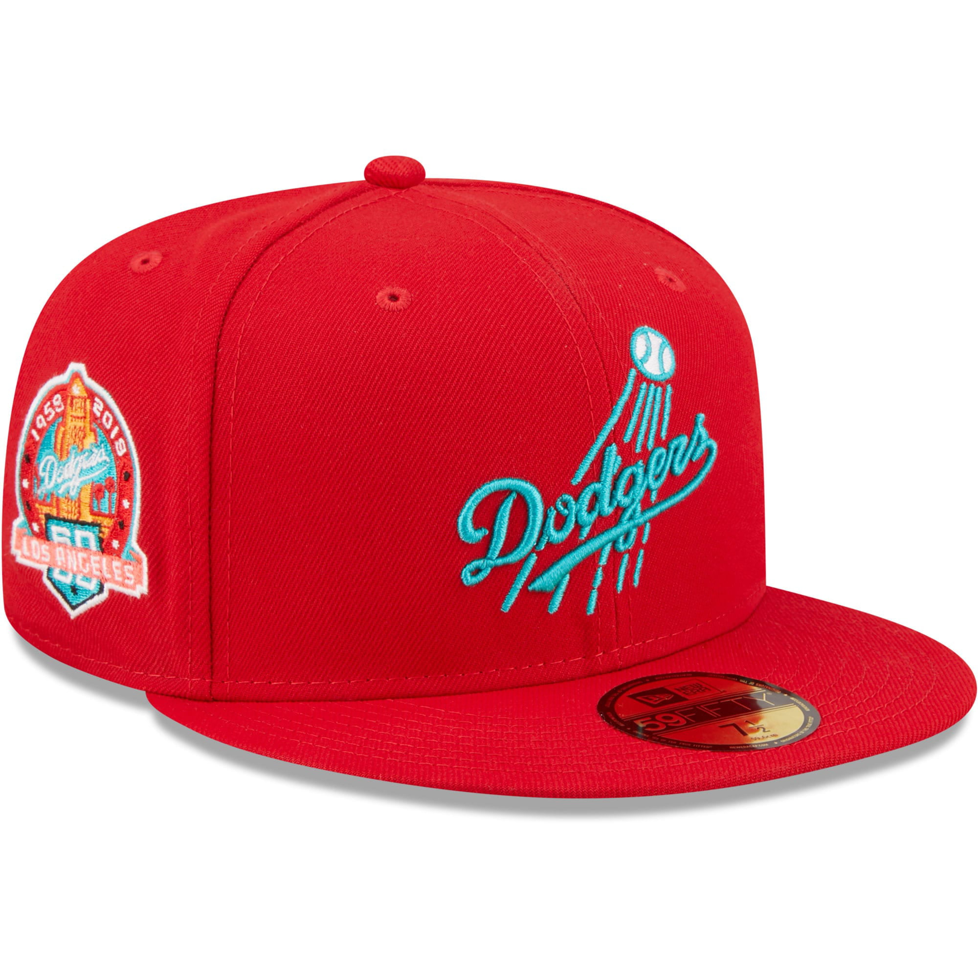 Buy Men's New Era Scarlet Los Angeles Dodgers 60th Anniversary Teal ...
