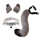 thumbnail image 3 of Juego de orejas y cola de piel sintética para disfraz de cosplay, accesorios para el pelo, de lujo, felpa para carnaval, cumpleaños, decoración gris negro Fernando Cola para la cabeza, 3 of 8