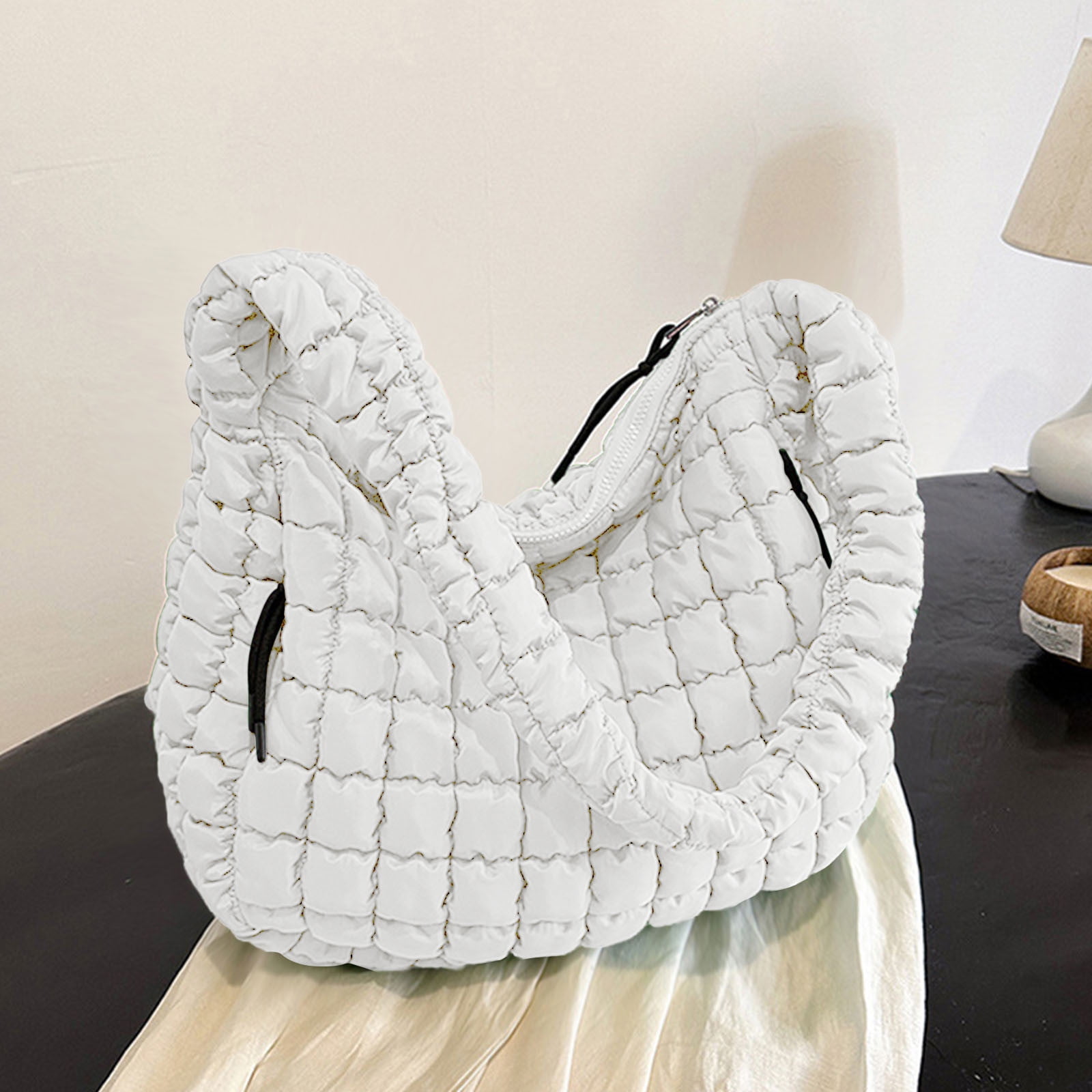 HaoXianJian Bags for Women Padded Tote Quilted Puffer Tote Bag Winter Down Cotton Soft Large Shoulder Bag