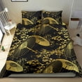 thumbnail image 2 of Juego de cama abanico dorado con motivos japoneses-Negro, 2 of 4