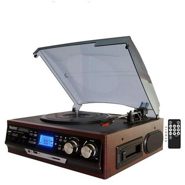 Boytone BT-38SM Tourne-Disque de Style Classique Bluetooth avec AM & FM Radio & 44; Lecteur CD & Cassette