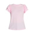 thumbnail image 5 of Time and Tru Women's Cotton Crewneck Tee with Ruffle Flutter Sleeves, Sizes XS-XXXL, 5 of 5