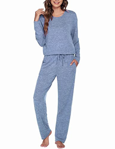Ekouaer Pajamas Sets Short Sleeve Sleepwear Womens Pjs Sets Two Piece Nightwear Soft Lounge Sets with Pockets S-XXL