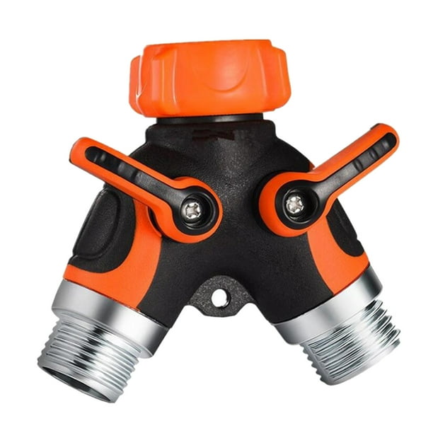 Divisor de manguera de agua para jardín de alta resistencia Mango largo liso atornillado y roscado naranja Sunnimix divisor de manguera