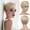 Mixed Blonde, variant on Layered Pixie Cut Wigs Synthetic Short Ombre Gray Wavy Grey to Black Glueless Wig for Women with Bangs