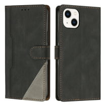 SaniMore Wallet Case for iPhone 14 Plus, Magnetic PU Leather [RFID Blocking] Card Slot Wrist Strap Folio Cover with Kickstand & Wireless Charging TPU Shockproof Interior Cover, Black