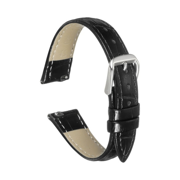 Correa de reloj de cuero de liberación rápida Uxcell de 17 mm, correa de reloj de cuero con patrón en relieve, reemplazo para hombres y mujeres, negra