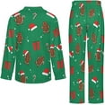 thumbnail image 5 of Top-kevin Pajama Sets for Womens Gingerbread Candy Canes Hearts Loose Button Down Long Sleeve Shirts And Pants Set, 5 of 12
