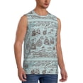 thumbnail image 2 of Bixox Men's Pirate Adventure Map Printed Shirt Sleeveless Fitness Tank Top-3X-Large, 2 of 7