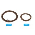 thumbnail image 3 of Unique Bargains 4 Inch/8 Inch Rattan Wreath, 4Pcs Christmas Round Vine Branch Wreath Garland Floral Ring Hoop, Brown, 3 of 7