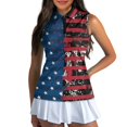 thumbnail image 3 of HUIACONG Distressed Flag Print Half Zip Neck Collar Ladies Golf Shirt, Sleeveless Fashion Versatile Sleeveless Golf Shirts for Tennis Outdoor Sports Running, 3 of 7