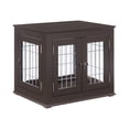 thumbnail image 2 of unipaws Furniture Style Dog Crate End Table with Cushion, Wooden Wire Pet Kennels with Double Doors, Small Dog House Indoor Use Small Espresso, 2 of 7