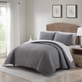 thumbnail image 2 of Nanshing Myrne 7 Piece Modern Solid Color Waffle Quilt Set, Grey, Queen, 2 of 8