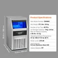 thumbnail image 2 of VEVOR Commercial Ice Maker 120lbs/24H with 22lbs Bin, Full Heavy Duty Stainless Steel Construction, Automatic Operation, Clear Cube for Home Bar, Include Water Filter, Scoop, Connection Hose, 2 of 6
