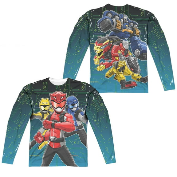 Power Rangers - Battle Stance (Front/Back Print) - Regular Fit Long Sleeve Shirt - Large