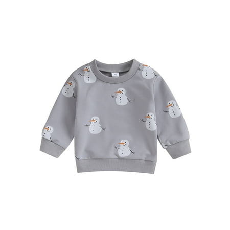 

GXFC Baby Girls Boy Christmas Sweatshirt Clothes 6M 1T 2T 3T Toddler Long Sleeve Snowman Print Holiday Party Pullovers Tops Christmas-themed Clothing for Kids Boy Girls