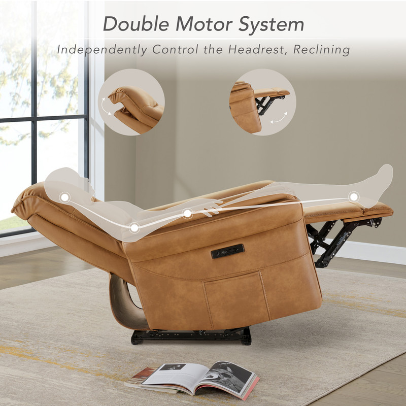 Spruce & SpringDual Motor Zero Gravity Power Recliner with Smart Home Button, Saddle brown