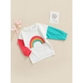 thumbnail image 3 of Little Boys Girls Spring Casual Sweatershirt Toddlers Color Matching Long Sleeve Rainbow Round Collar Tops, 3 of 8