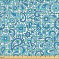 thumbnail image 2 of Ambesonne Paisley Fabric by the Yard Upholstery, Vintage Ottoman Shabby, 3 Yards, Violet Blue White, 2 of 5