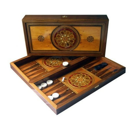 Medallion Inlay Folding Backgammon Set - Large