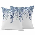 thumbnail image 2 of Pack of 2 Outdoor Pillow Covers 18x18 Inch Waterproof Blue Teal Botanical Throw Pillow Covers,Decorative Couch Pillow Shams Protectors Eucalyptus Leaves Pastoral Floral Patio Cushion Pillowcases, 2 of 8