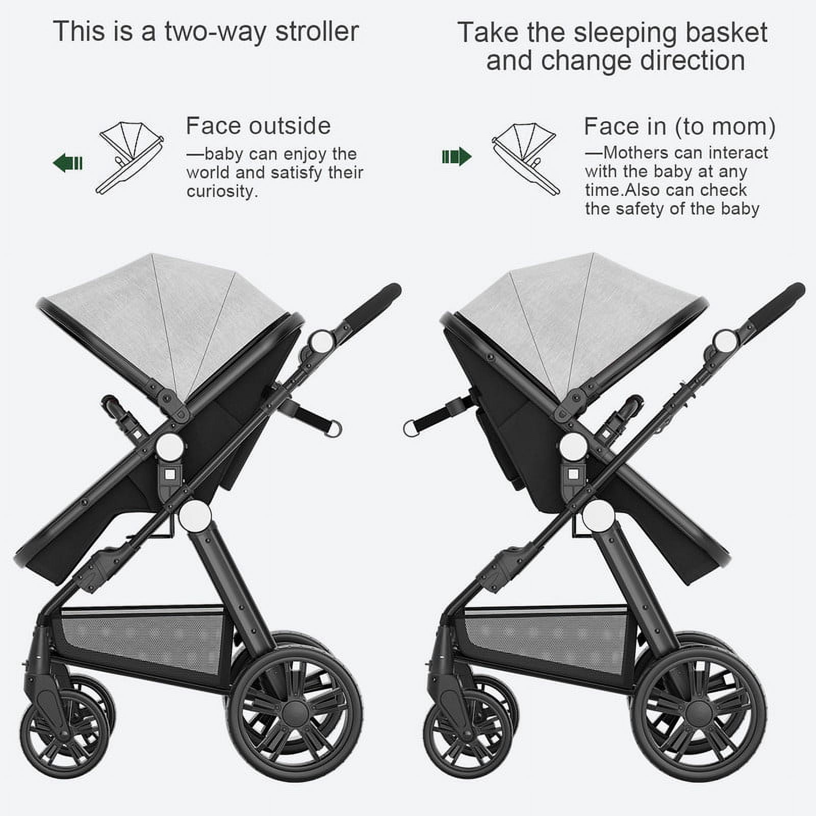 Cynebaby Foldable Baby Newborn Stroller for 0-36 Months Old Babies, Gray