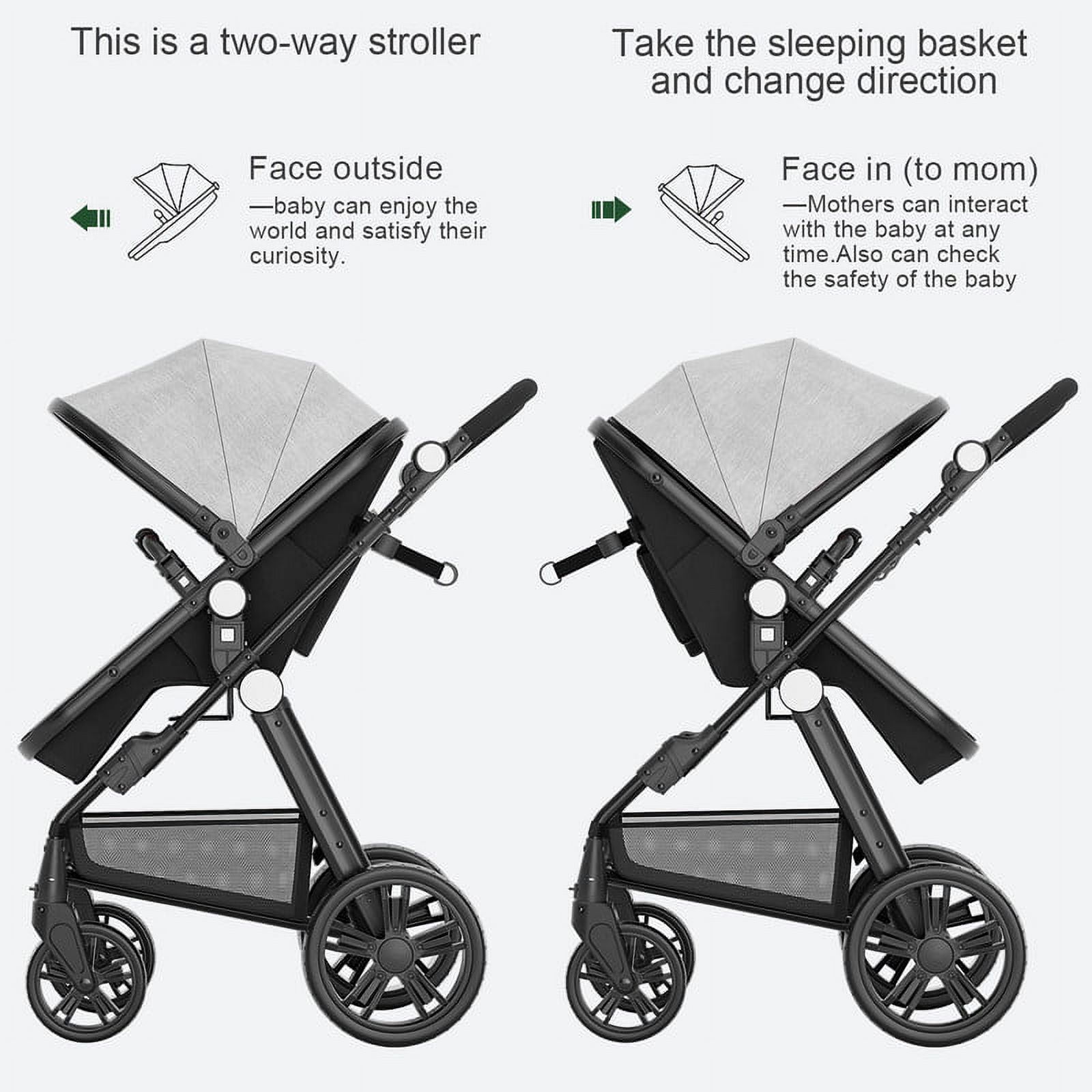 Cynebaby Foldable Baby Newborn Stroller for 0-36 Months Old Babies, Gray - image 5 of 10