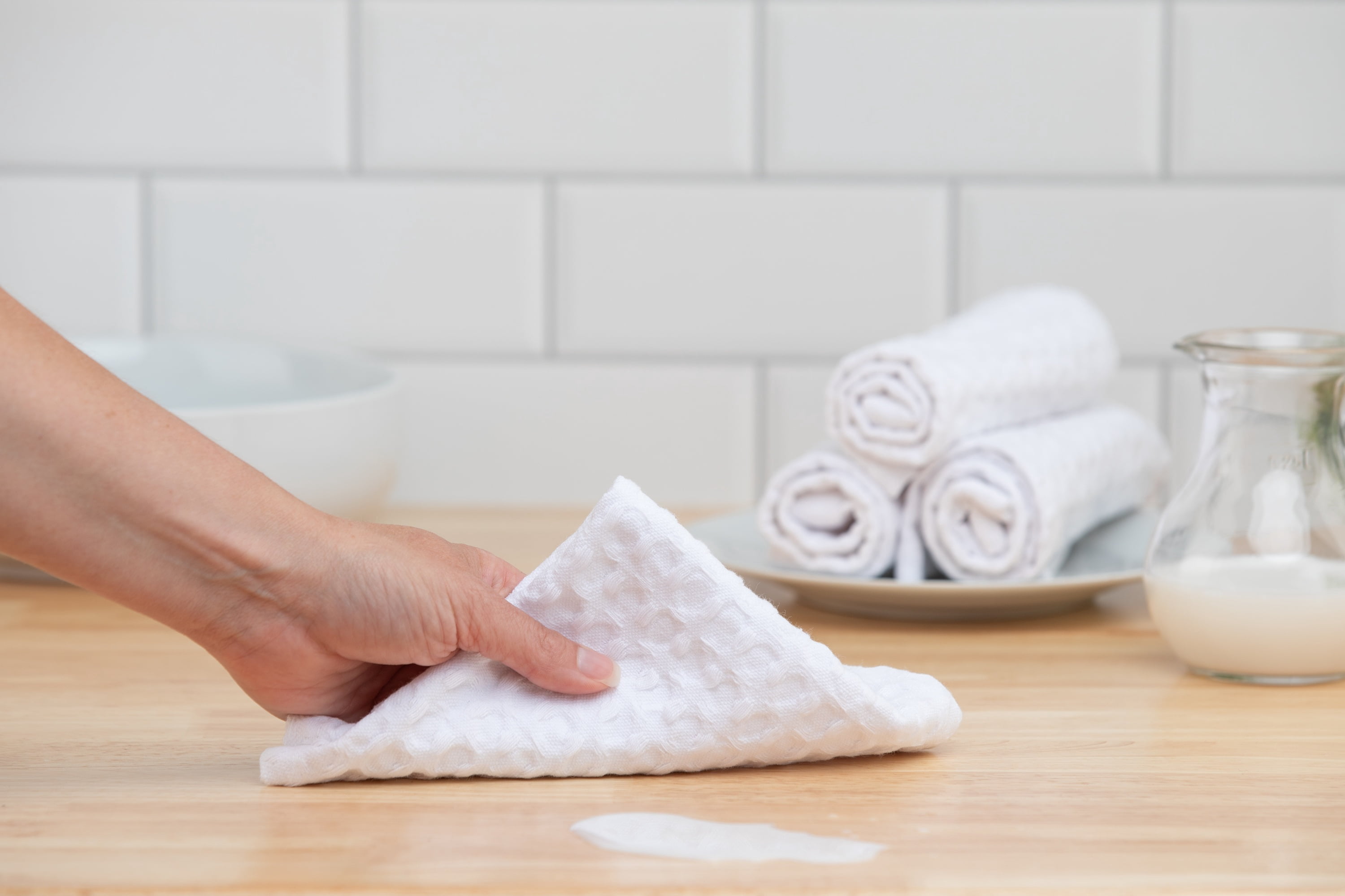 Mainstays Recycled Cotton Waffle Weave 4 Pack Dishcloths, 12 in x 12 in, White