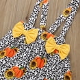 thumbnail image 6 of Bysome Toddler Girls Outfit Set Baby Halloween Ruffle Tops Pumpkin Suspender Skirt Hairband Outfit Long Sleeve Crew Neck Cute Print Girl 2 Pieces Clothes Set Yellow Size 3-4 Years, 6 of 6