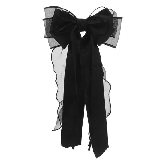 FRCOLOR Cute Lace Hair Bows Clips With Long Tail Ribbon For Wedding Black Lace Hair Bow Clips For Women Mesh Hair Accessories Large Hair Bows For Girl