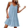 thumbnail image 2 of XiYing Robes d'Été pour Femmes, Robe d'Été en Lin à Bretelles Spaghetti pour Femme, Sans Manches Ajustable, Ourlet à Volants, Plage, Vacances, Décontractée, Coupe Ample, S-TTG, 2 of 9