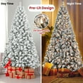thumbnail image 3 of Round Head Snow Flocked Christmas Tree – 4ft/5ft/6ft/7ft Artificial Holiday Tree with Metal Stand, Pre-Lit LED or Unlit Option for Home Décor, 3 of 12