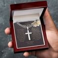 thumbnail image 4 of Gift for Son Cross Necklace, Gifts for Son from Mom, To My Son Cross, Birthday Gift for Son, Mom and Son Gift, Mom to Son Gift - Cuban Link Chain with Artisan Cross, 4 of 5