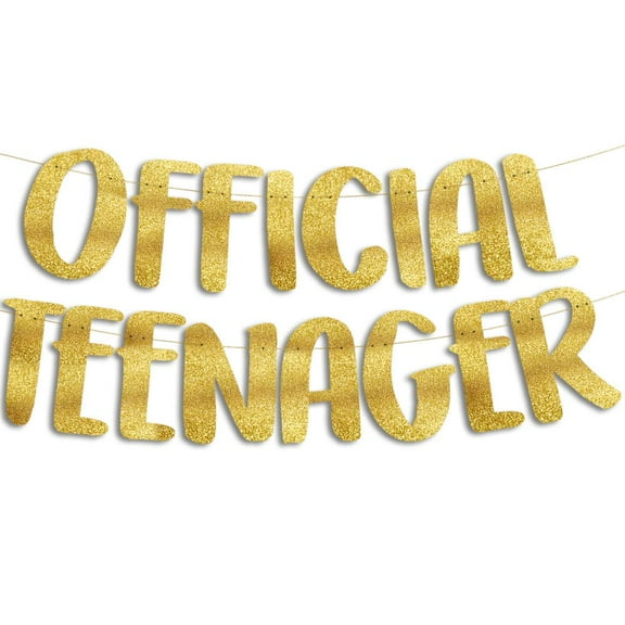 Official Teenager Gold Glitter Banner - 13th Birthday Party Supplies, Ideas, Gifts and Decorations