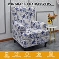 thumbnail image 5 of Eco-Ancheng Wing Chair Slipcovers, 2 Pieces Stretch Wingback Chair Covers Sofa Slipcover, Printing Wing Back Armchair Slipcovers Furniture Protector with Elastic Bottom, 22, 5 of 7