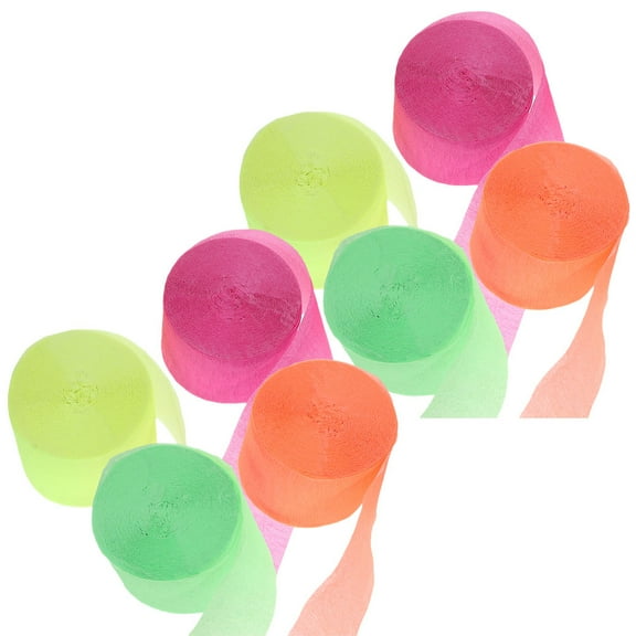CIMAXIC Party Streamers Paper Colored Streamer Fluorescent Pink 8 Rolls For Glow Party
