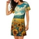 thumbnail image 2 of Easygdp Field Style Bicycle Young Sunflower Camisón de manga corta para mujer, informal, estampado, 2 of 6
